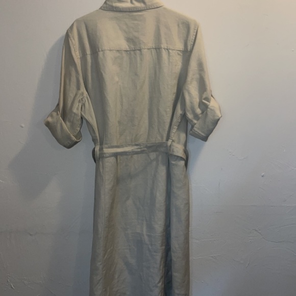 L.L Bean Woman's Signature Camp Shirt Linen Dress, Button-Front Sz L Knee Length - Picture 9 of 10